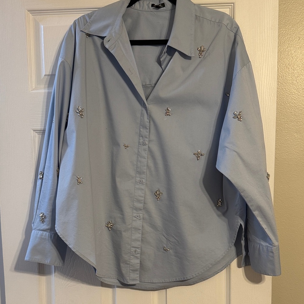 Express Light Blue Boyfriend Portofino Shirt